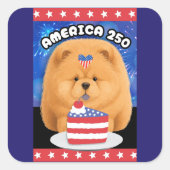 AMERIKA 250 Rotes Chow-Chow Quadratischer Aufkleber (Vorderseite)