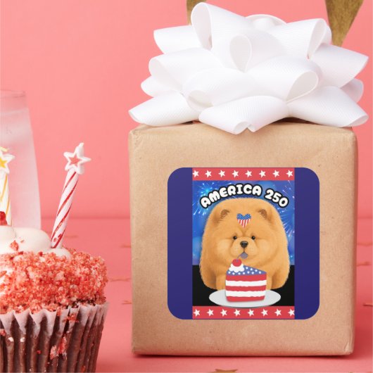 AMERIKA 250 Rotes Chow-Chow Quadratischer Aufkleber (Party)