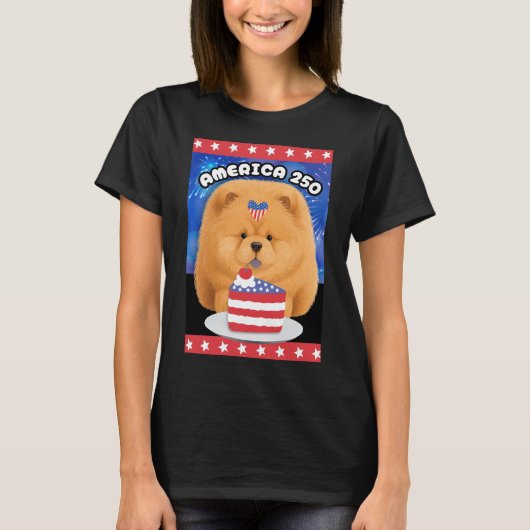AMERIKA 250 Rotes Chow T-Shirt (Vorderseite)