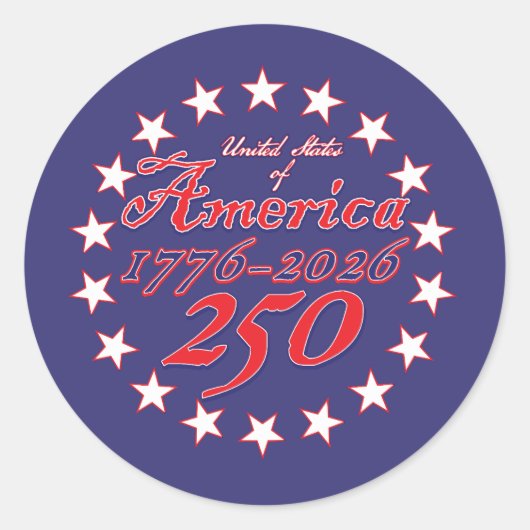 Amerika 250 runder aufkleber (Vorderseite)