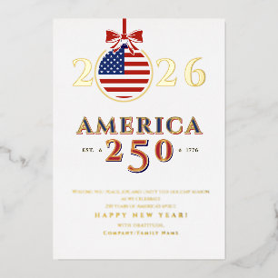 Amerika 250 Semiquincentennial 2026 Neujahr Folien Feiertagskarte