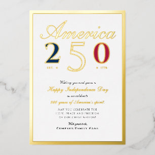Amerika 250 Semiquincentennial Patriotisches Blau Folien Feiertagskarte