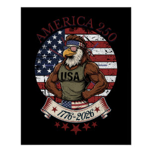 Amerika 250 Spaß Patriotischer Adler 4. Juli Kunst Poster