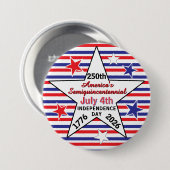 Amerika 250. Unabhängigkeitstag Rot Weiß Blau Button (Vorne & Hinten)