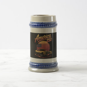 Amerika 250 US Retro Sonnenuntergang Bierglas