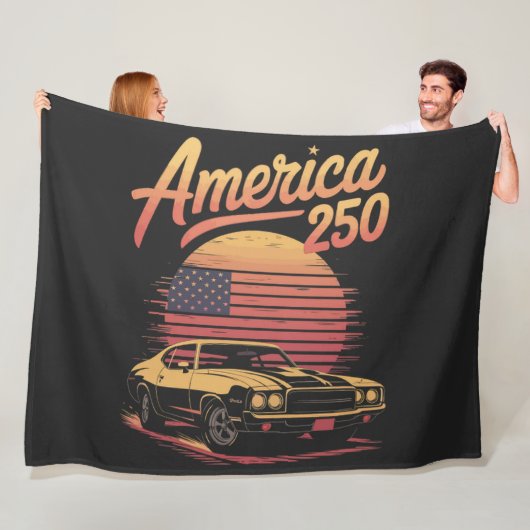 Amerika 250 US Retro Sonnenuntergang Fleecedecke (Beispiel)