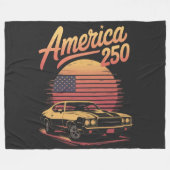 Amerika 250 US Retro Sonnenuntergang Fleecedecke (Vorderseite (Horizontal))