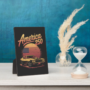 Amerika 250 US Retro Sonnenuntergang Fotoplatte