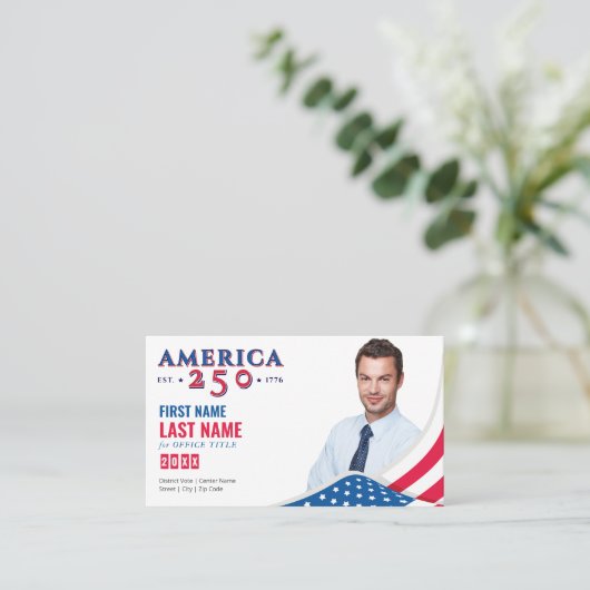 Amerika 250 Wahlkampfkandidat Visitenkarte (Stehend Vorderseite)
