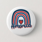 Amerika 4. Juli Celebration Rainbow USA Button (Vorderseite)