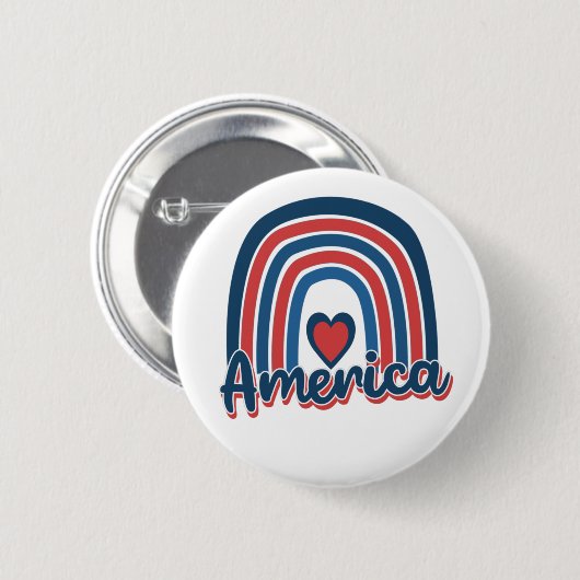 Amerika 4. Juli Celebration Rainbow USA Button (Vorne & Hinten)