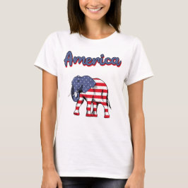 Amerika 4. Juli Feier Elephant USA Flag T-Shirt