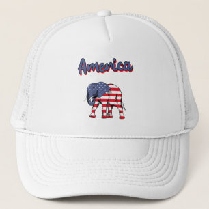 Amerika 4. Juli Feier Elephant USA Flag Truckerkappe