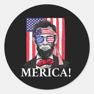 Amerika _ Abe Lincoln 4. Juli Männer Jungen Gesche Runder Aufkleber
