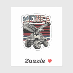 Amerika Adler Monster Truck Vintage Patriotisch Aufkleber