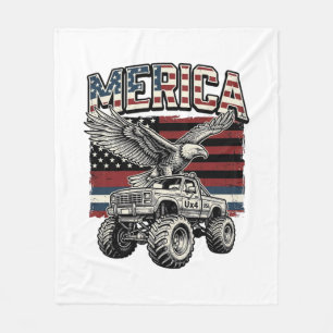 Amerika Adler Monster Truck Vintage Patriotisch Fleecedecke