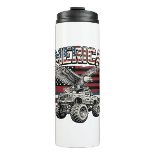 Amerika Adler Monster Truck Vintage Patriotisch Thermosbecher