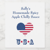 Amerika: Amerika-Amerika-Herz Weinetikett (Einzelnes Label)