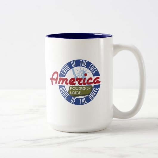 Amerika: Angetrieben durch Freiheit - Kaffee-Tasse Zweifarbige Tasse (Rechts)