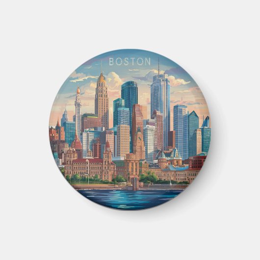 Amerika Boston City Skyline, Boston Ma Us Skyline Magnet (Vorne)