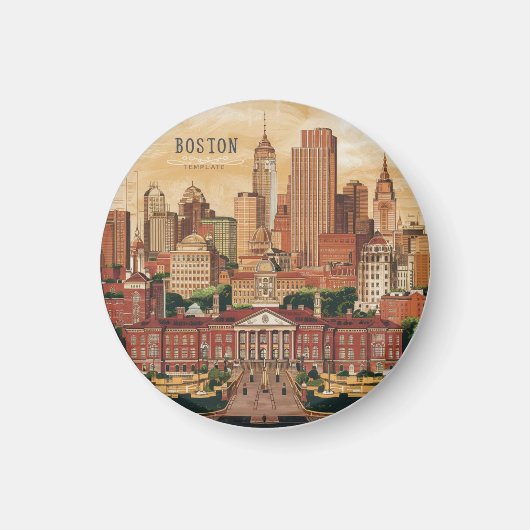 Amerika Boston City Skyline, Boston Ma Us Skyline Magnet (Vorne)