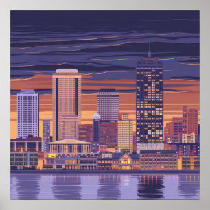 Amerika Boston City Skyline, Boston Ma Us Skyline Poster