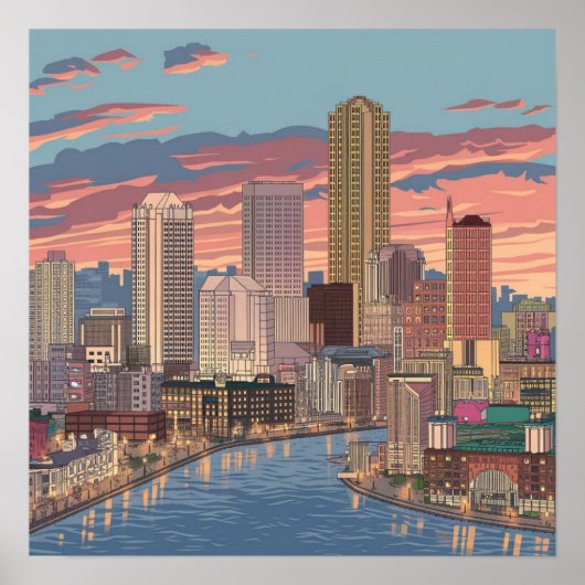 Amerika Boston City Skyline, Boston Ma Us Skyline Poster (Vorne)
