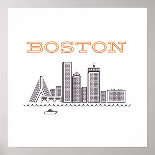 Amerika Boston City Skyline, Boston Ma Us Skyline Poster (Vorne)