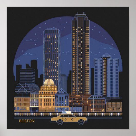 Amerika Boston City Skyline, Boston Ma Us Skyline Poster (Vorne)