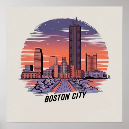 Amerika Boston City Skyline, Boston Ma Us Skyline Poster (Vorne)