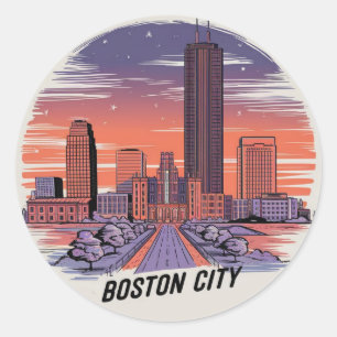 Amerika Boston City Skyline, Boston Ma Us Skyline Runder Aufkleber