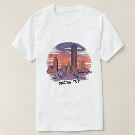 Amerika Boston City Skyline, Boston Ma Us Skyline T-Shirt (Design vorne)