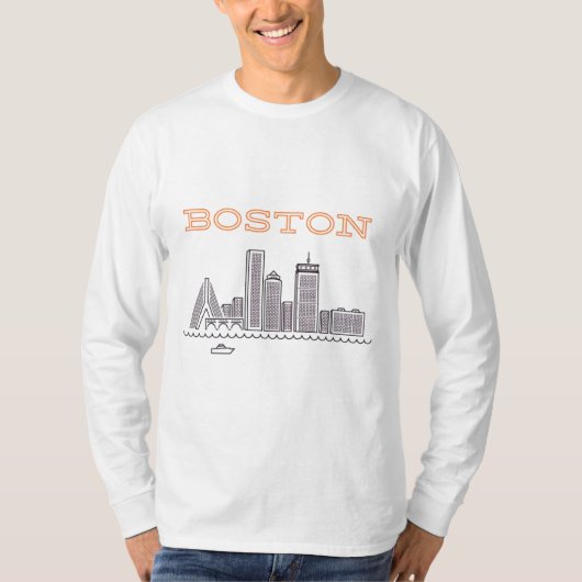 Amerika Boston City Skyline, Boston Ma Us Skyline T-Shirt (Vorderseite)