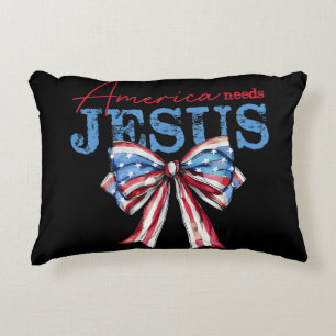 Amerika braucht Jesus Christlich USA-Flagge Coquet Dekokissen