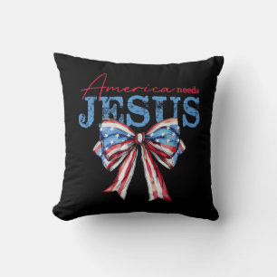 Amerika braucht Jesus Christlich USA-Flagge Coquet Kissen