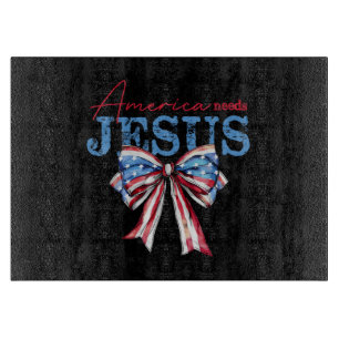 Amerika braucht Jesus Christlich USA-Flagge Coquet Schneidebrett