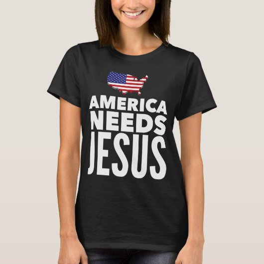 Amerika braucht Jesus Christliches Heilsbringer Bi T-Shirt (Vorderseite)