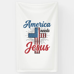 Amerika Braucht Jesus Patriotisches Kreuz-Shirt-De Banner