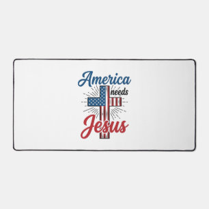 Amerika braucht Jesus Patriotisches Kreuz-Shirt-De Schreibtischunterlage