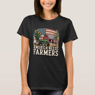 Amerika braucht Landwirte Mittlerer Westen Kühe Ma T-Shirt