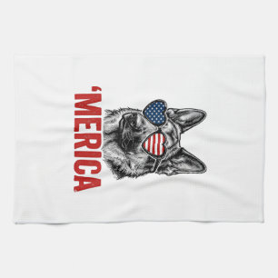 Amerika Deutsche-Schäferhund-Flagge-Sonnenbrille-S Geschirrtuch