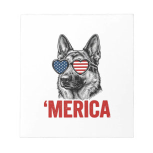 Amerika Deutsche-Schäferhund-Flagge-Sonnenbrille-S Notizblock