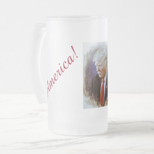 AMERIKA DONALD TRUMP NICHT GEFÄHRDET! 7 GLASDESIGN MATTGLAS BIERGLAS (Vorderseite Links)