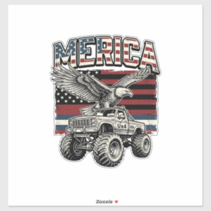 Amerika Eagle Monster Truck Vintage Patriotisch Aufkleber