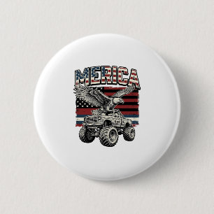 Amerika Eagle Monster Truck Vintage Patriotisch Button