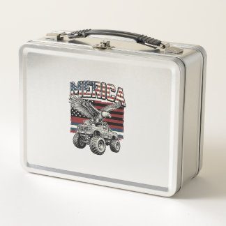 Amerika Eagle Monster Truck Vintage Patriotisch Metall Brotdose