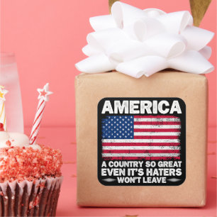 Amerika ein so großes Land wie die US-Flagge, der  Quadratischer Aufkleber