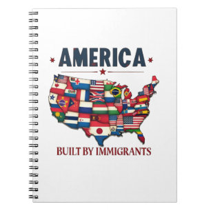 Amerika erbaut von Immigranten Patriotic American Notizblock