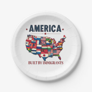Amerika erbaut von Immigranten Patriotic American Pappteller