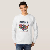 Amerika erbaut von Immigranten Patriotic American T-Shirt (Vorne ganz)
